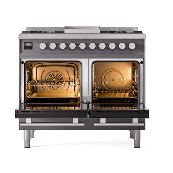 ILVE 40"Professional Plus Dual Fuel Range, Matte Graphite UPD40FQMPMG