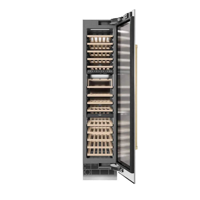 ZLINE 18"Triple Zone 68 Bottle Right Hinge Column Wine Cooler, DuraSnow® Stainless Steel Champagne Bronze RCWVRZ-SN-18-CB