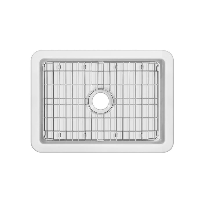 Whitehaus 28" Undermount Fireclay Kitchen Sinks, Stainless Steel Grid WHUF2819