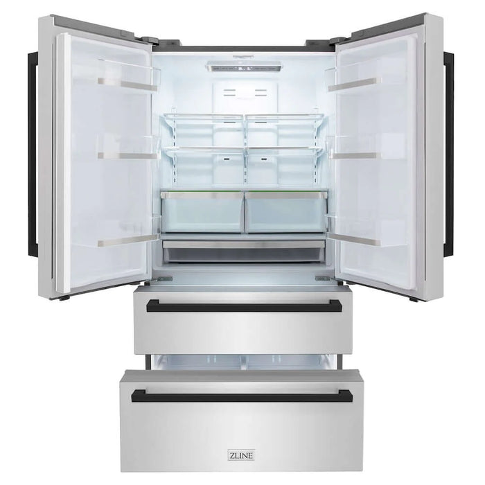 ZLINE Autograph Edition 36" Counter-Depth French Door Refrigerator,  Ice Maker, Fingerprint-Resistant Stainless Steel RFMZ-36-FMB