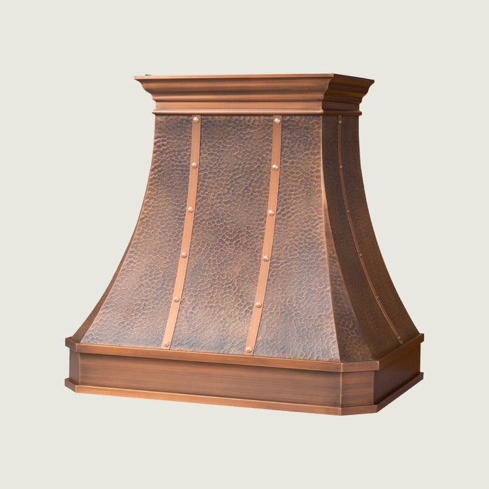 Custom Faceted Curved Copper Range Hood- CHCR02