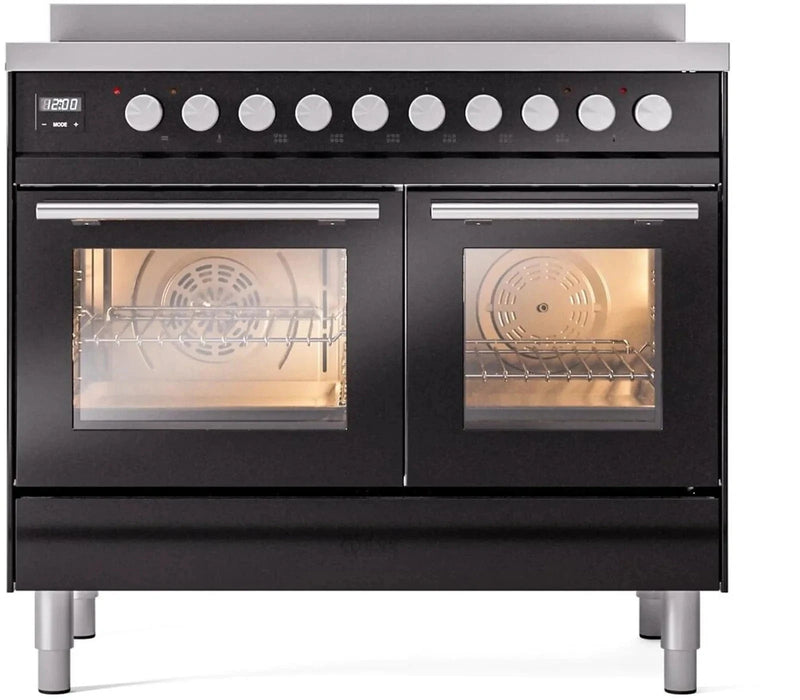 ILVE 40"Professional Plus Induction Range, Glossy Black UPDI406WMPBK