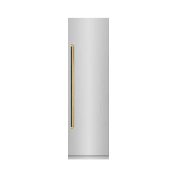 ZLINE 24" Column Refrigerator Stainless Steel, Graphite Gray Interior Polished Gold RCRVZ-30424-G