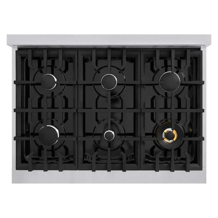 ZLINE 36" Dual Fuel Range, Gas Cooktop, Electric Convection Oven Stainless Steel, Black Matte Door CDR-BLM-36