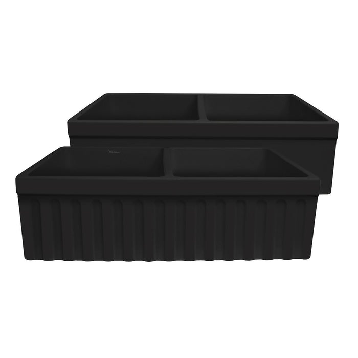 Whitehaus 33" Quatro Alcove Matte Double Bowl Fireclay Kitchen Sink WHQDB332-M