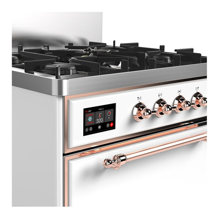 ILVE Majestic III 30" Dual Fuel Range, White Copper Trim UM30QNR3WHP