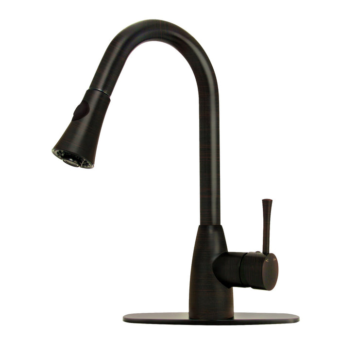 Copper Pull Out Kitchen Faucet, Single Level Solid Brass Kitchen Sink Faucets with Pull Down Sprayer - AK96455C