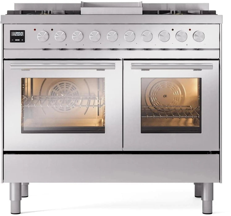 ILVE 40"Professional Plus Dual Fuel Range, Stainless Steel UPD40FWMPSS