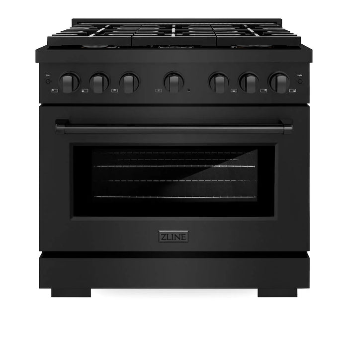 ZLINE 36 in.Gas Range, Convection Gas Oven, Brass Burner, Black Stainless Steel, SGRB-BR-36