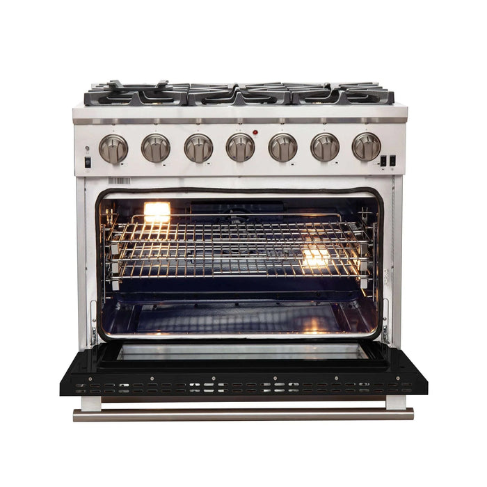 FORNO Capriasca 36" Dual Fuel Range FFSGS6187-36BLK