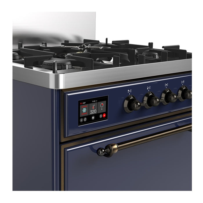 ILVE Majestic III 30" Dual Fuel Range, Midnight Blue Burnished Trim UM30QNR3MBB