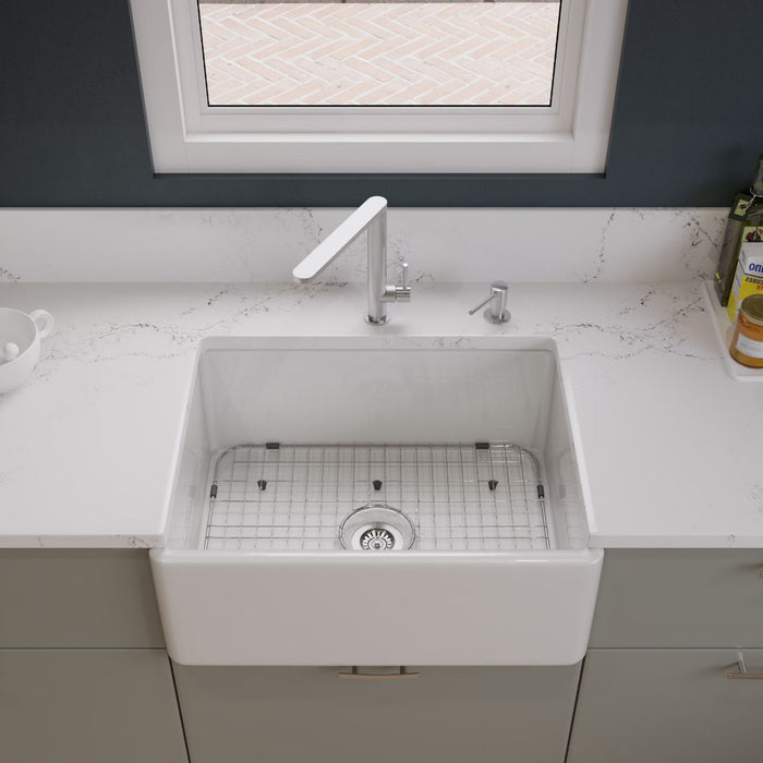 ALFI brand 26" Contemporary Smooth Fireclay Farmhouse Kitchen Sink AB505-W