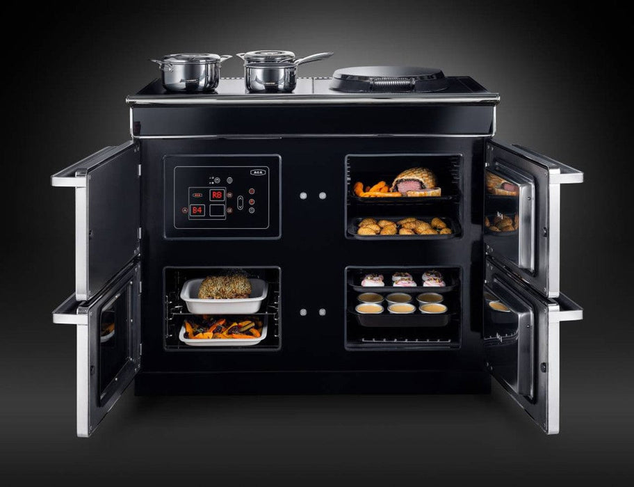 AGA ERA 44" Induction Range with 3 Large Capacity Ovens - Black Glass + Chrome Trim AERA44INS