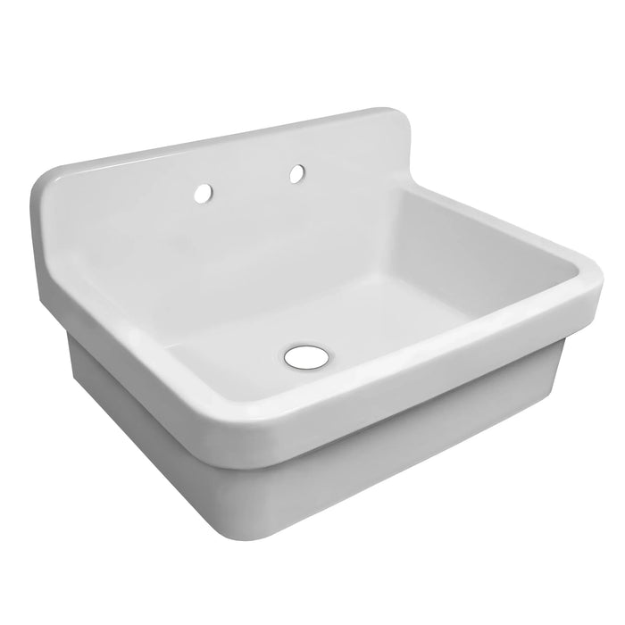Whitehaus 30" Fireclay Utility Sink with High Backsplash OFCH2230