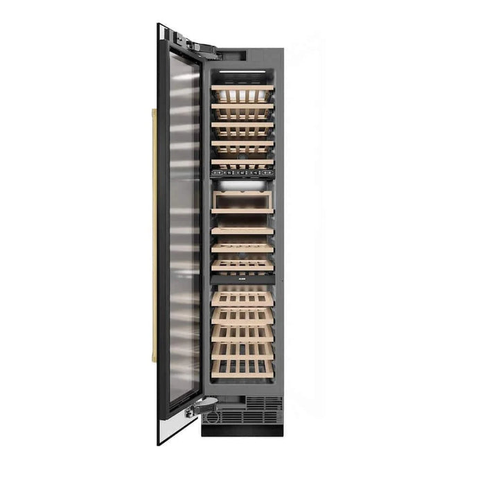 ZLINE 18"Triple Zone 68 Bottle Left Hinge Column Wine Cooler, Black Stainless Steel Polished Bronze RCWVLZ-BS-18-G