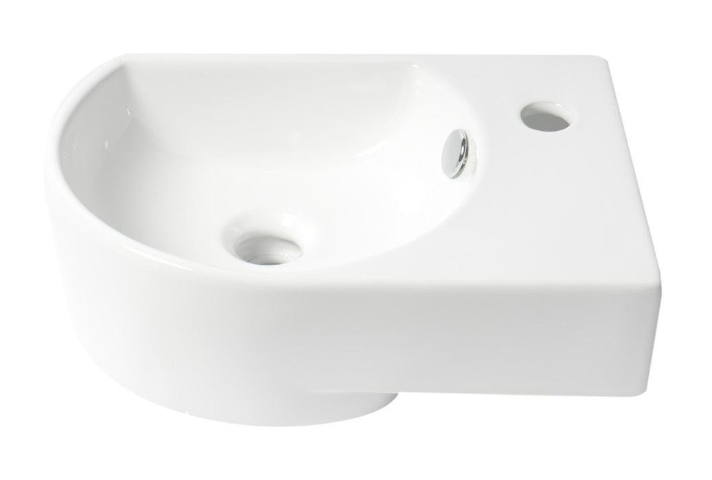 ALFI brand White 16" Small Wall Mounted Ceramic Sink, Faucet Hole ABC119