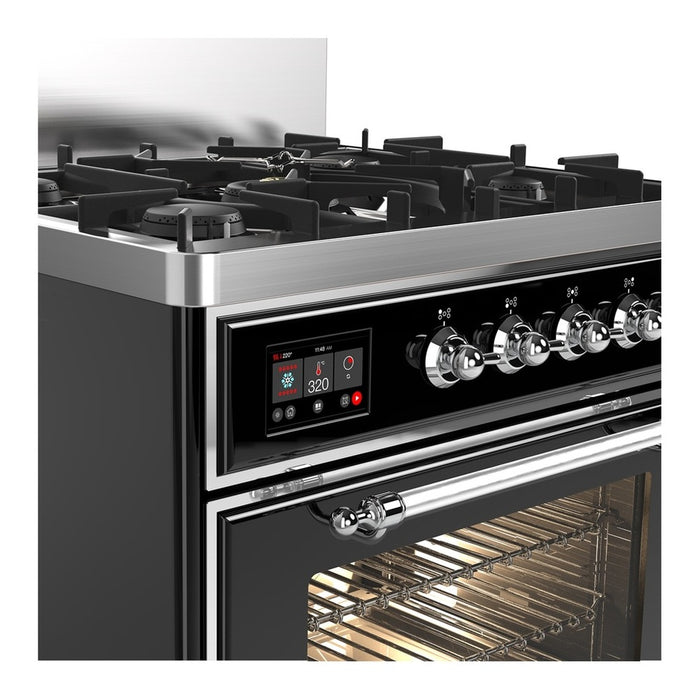 ILVE Majestic III 30" Dual Fuel Range Glossy Black Chrome Trim UM30NR3BKC