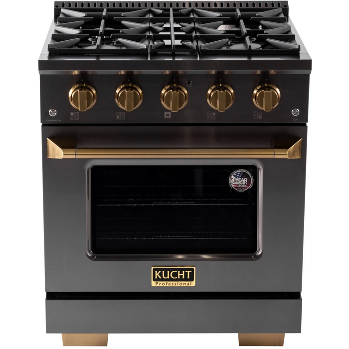 Kucht 2 Piece Kitchen Appliances Package with Liquid Propane Range in Stainless Steel KEG303/LP-KRH303A-C