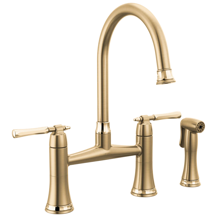 Brizo Tulham Bridge Kitchen Faucet, Side Sprayer 62558LF