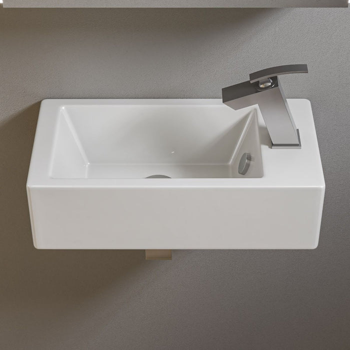 ALFI brand White 20" Small Rectangular Wall Mounted Ceramic Sink, Faucet Hole ABC116