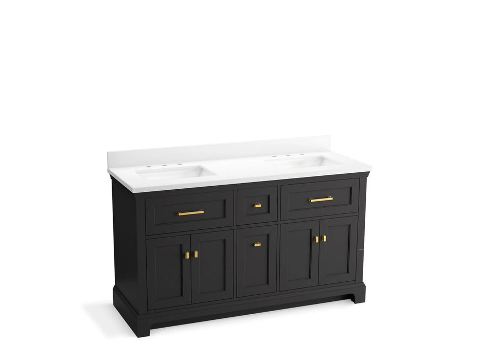 KOHLER Charlemont 60" bathroom vanity cabinet, sinks, quartz top K-29263-BD1