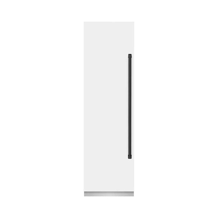 ZLINE 24" Column Freezer White Matte Stainless Steel, Graphite Gray Interior Matte Black RCFVZ-WM-24-MB