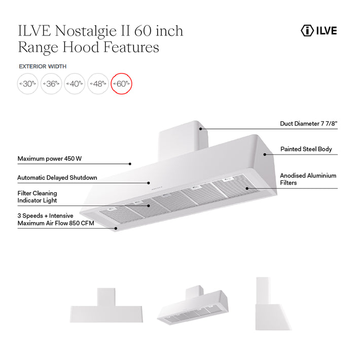 ILVE Nostalgie II 60" Range Hood UAG60MG