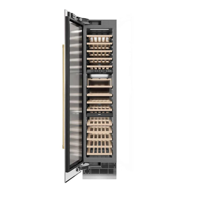 ZLINE 18"Triple Zone 68 Bottle Left Hinge Column Wine Cooler, DuraSnow® Stainless Steel Polished Gold RCWVLZ-SN-18-G
