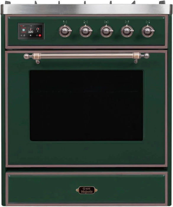 ILVE Majestic II 30" Dual Fuel Range Emerald Green Bronze Trim UM30DNE3EGB