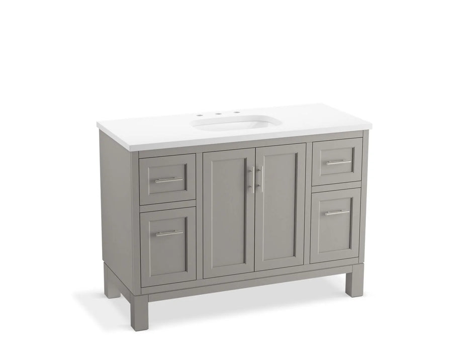 KOHLER Quo 48" bathroom vanity cabinet, sink, quartz top K-28383-ASB