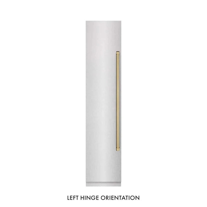 ZLINE 18" Left Hinge Column Freezer DuraSnow® Stainless Steel, Graphite Gray Interior Champagne Bronze RCFVLZ-SN-18-CB