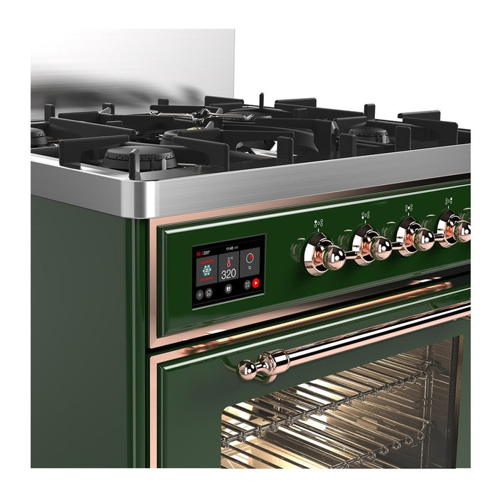 ILVE Majestic III 30" Dual Fuel Range Emerald Green Copper Trim UM30NR3EGP