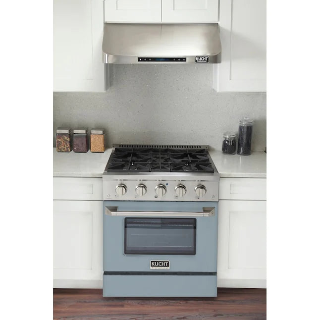 Kucht 30" Gas Range in Stainless Steel with Light Blue Oven Door, KNG301-LB