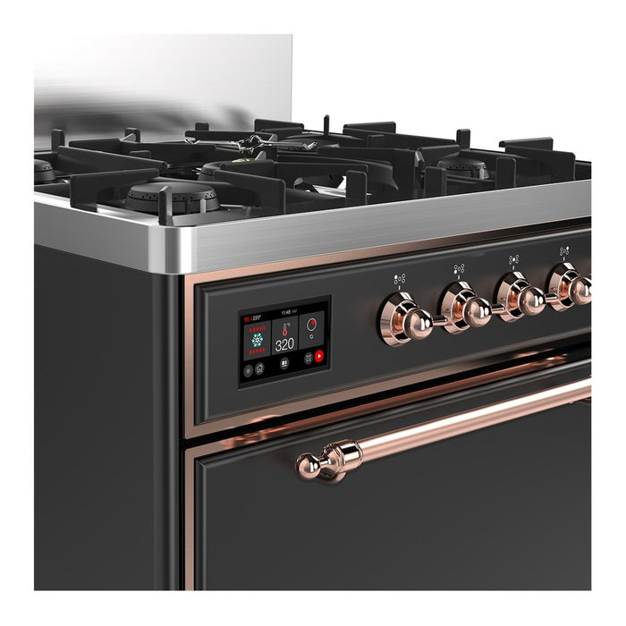 ILVE Majestic III 30" Dual Fuel Range, Matte Graphite Copper Trim UM30QNR3MGP