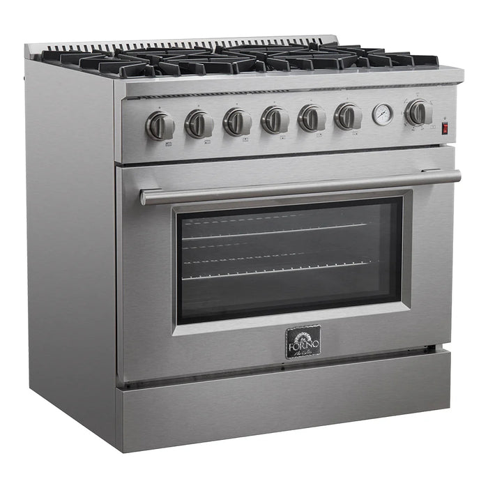 Forno 36" Gas Range,  Built-In Temperature Gauge, FFSGS6277-36