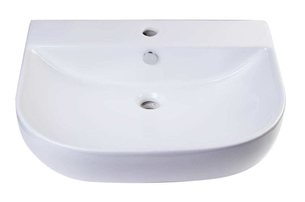 ALFI brand 24" White D-Bowl Porcelain Wall Mounted Bath Sink AB111