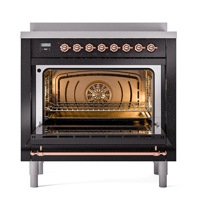 ILVE 36"Nostalgie II Freestanding Induction Range Glossy Black UPI366QNMPBKP