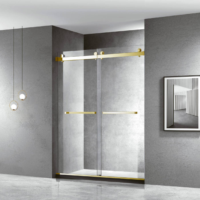 60''W X 76'' H Double Sliding Frameless Shower Door with Clear Glass