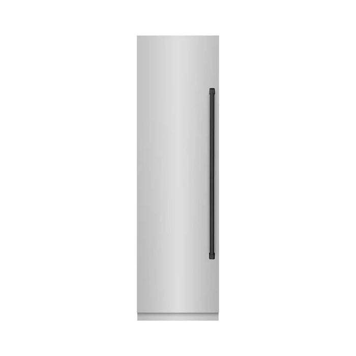 ZLINE 24" Column Freezer Stainless Steel, Graphite Gray Interior Matte Black RCFVZ-304-24-MB