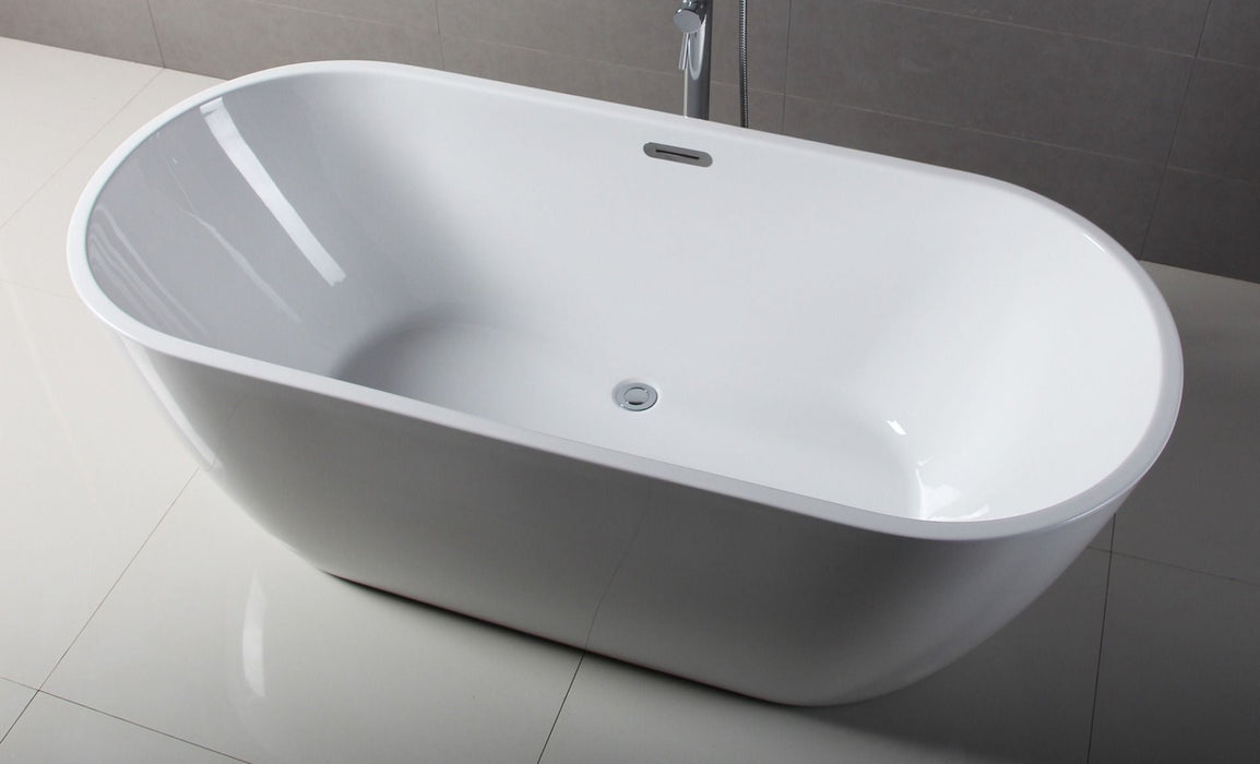 ALFI brand 67" White Oval Acrylic Free Standing Soaking Bathtub AB8839