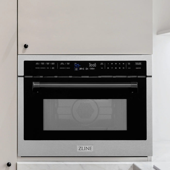 ZLINE 24” Convection Microwave, Stainless Steel, Black MWOZ-24-SS-MB