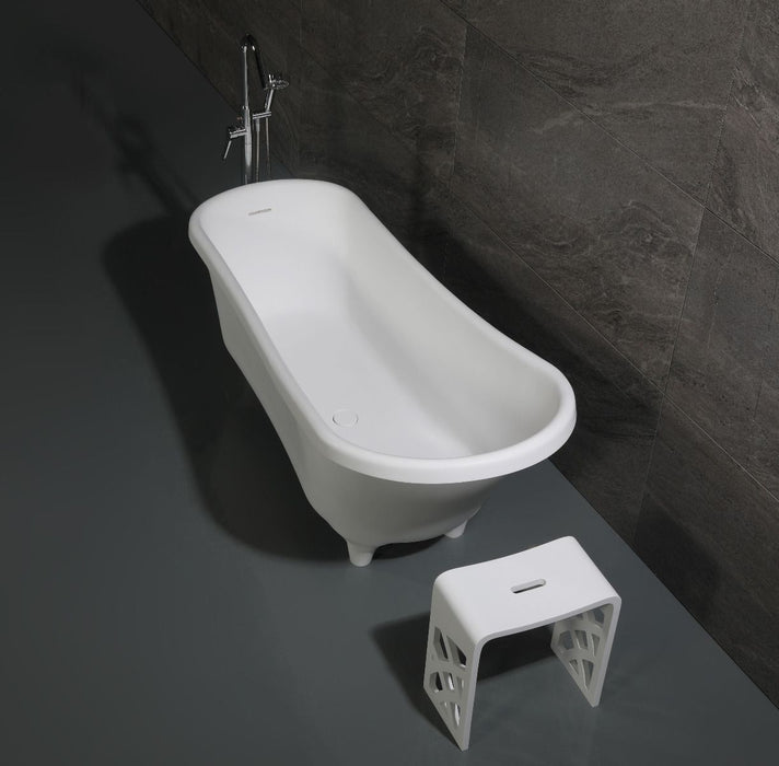 ALFI brand 67" White Matte Clawfoot Solid Surface Resin Bathtub AB9960