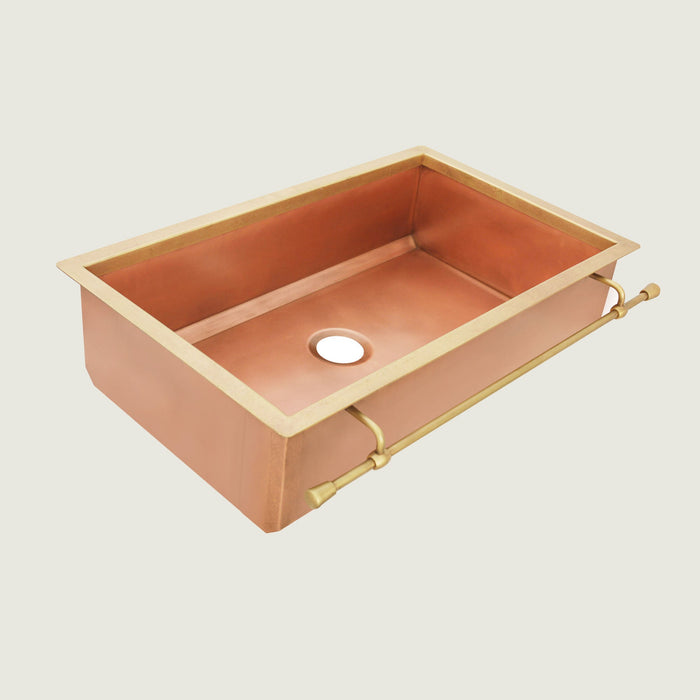 Nauxus Handmade Undermount Copper Kitchen Sink,  With Kitchen Basket Stainer , UDMK01-NX