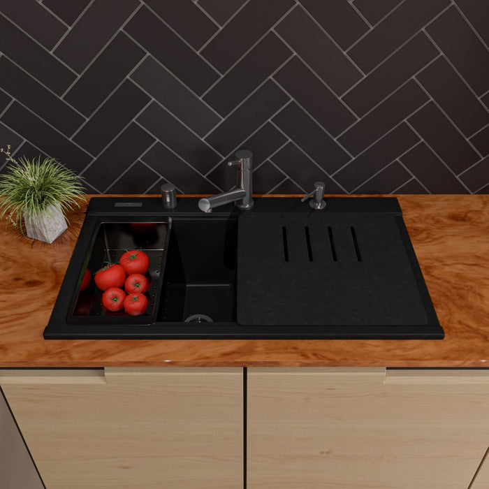 ALFI brand 34" Granite Composite Workstation Step Sink, Accessories AB3418DBDI