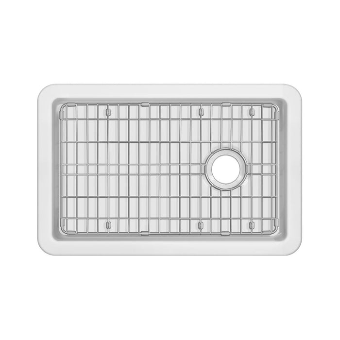 Whitehaus 31" Undermount Fireclay Kitchen Sinks, Stainless Steel Grid WHUF3119