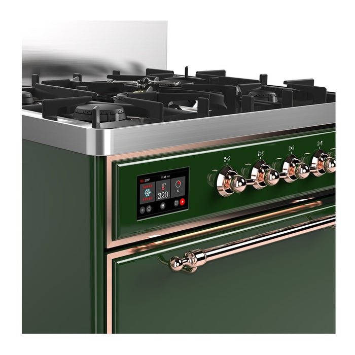 ILVE Majestic III 30" Dual Fuel Range, Emerald Green Copper Trim UM30QNR3EGP