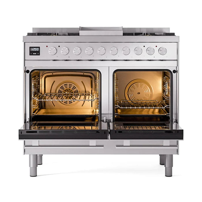 ILVE 40"Professional Plus Dual Fuel Range, Stainless Steel UPD40FQMPSS