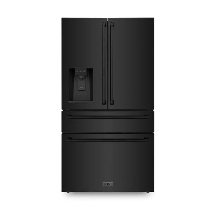 ZLINE 36" French Door Refrigerator, Water and Ice Dispenser, Water Filter, Black Stainless Steel, RFM-W-WF-36-BS