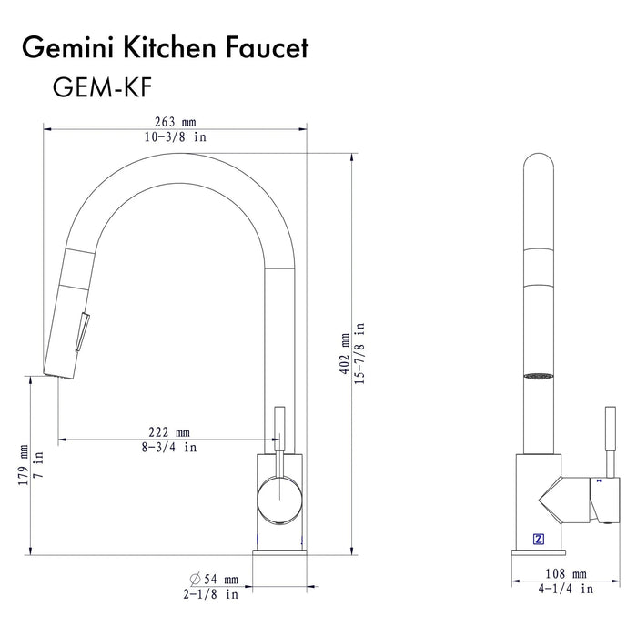 ZLINE Gemini Kitchen Faucet, GEM-KF-CB