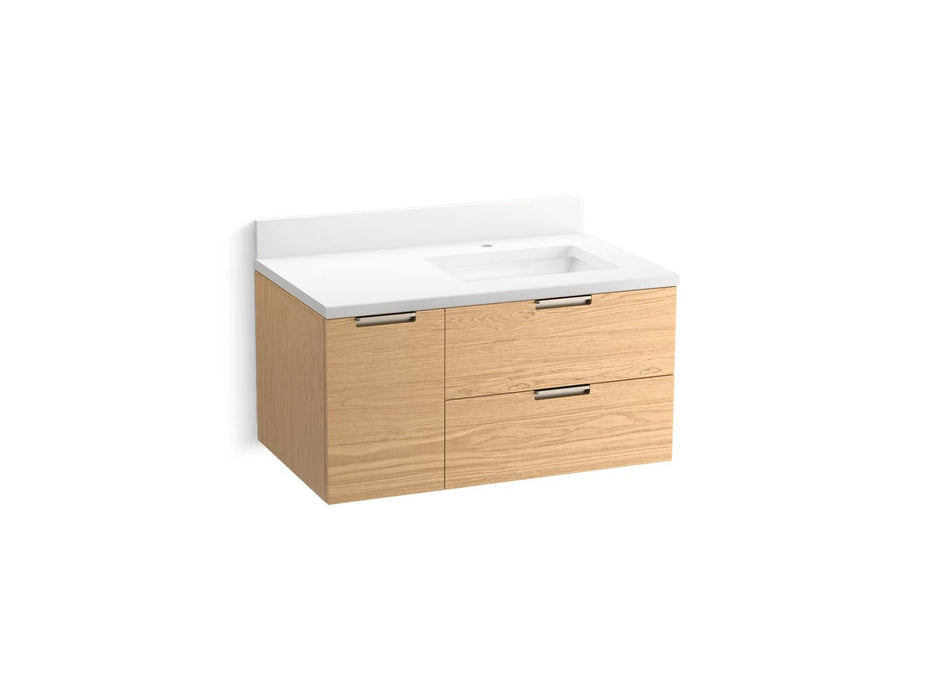 KOHLER Maxstow 36" wall-hung bathroom vanity cabinet, sink, quartz top K-34655
